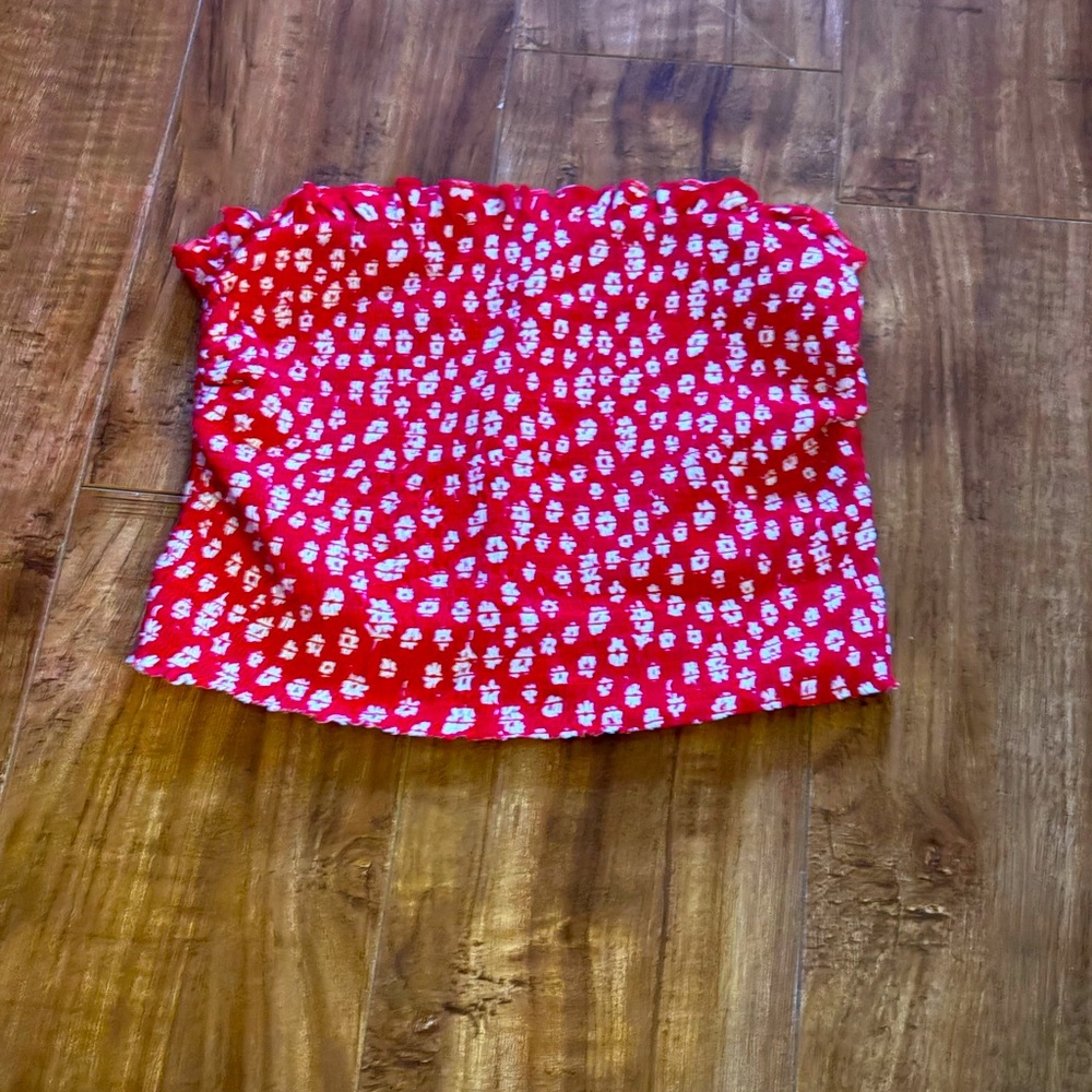 red and white tube top